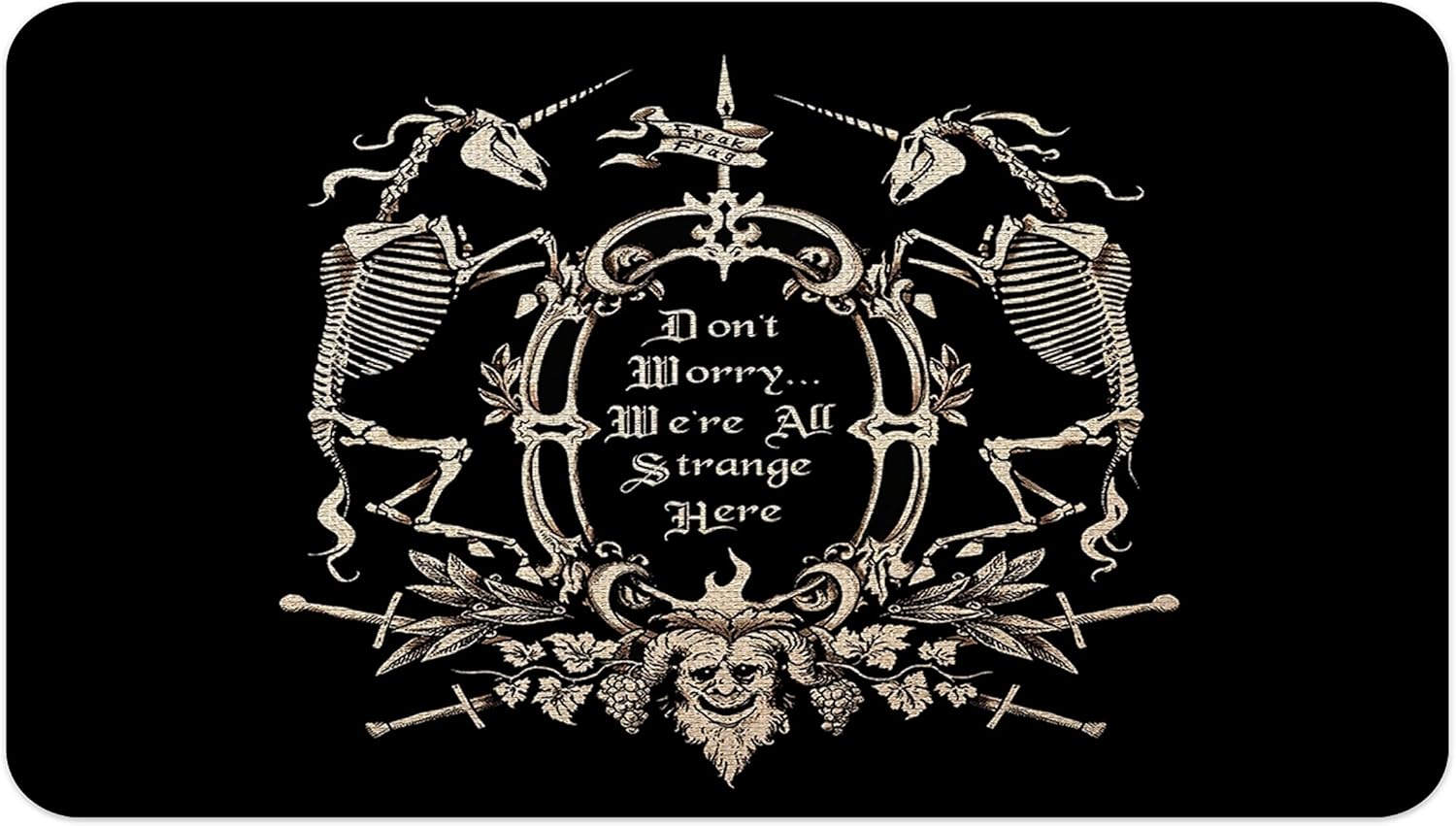 Gothic Skull Door Mat - 30 X 17 Inch Non-Slip Goth Welcome Mat, Spooky Door Mat Outdoor, Goth Decor, Gothic Rug