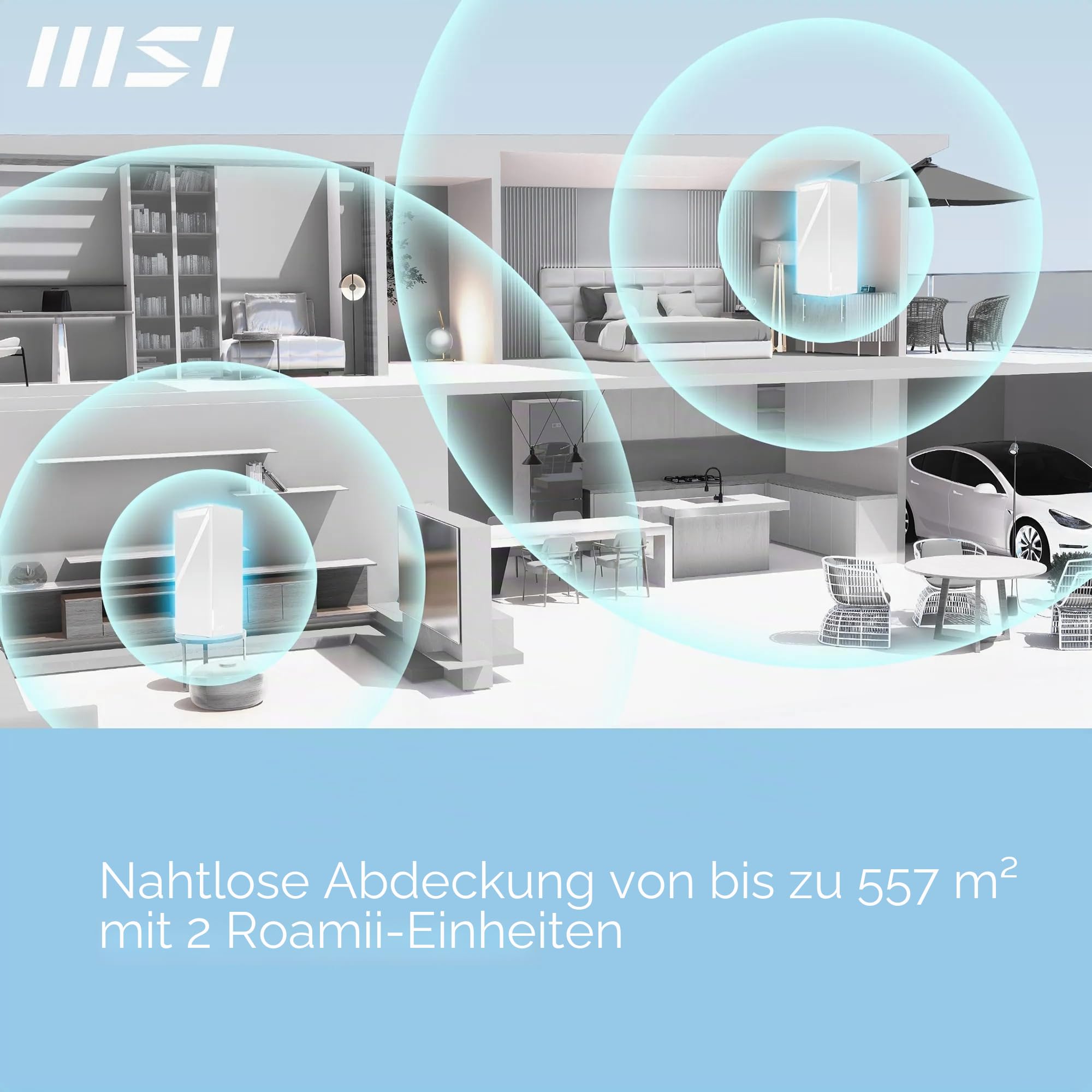 MSI Roamii BE Pro 2-Pack - WiFi 7 BE9400Mbps WLAN-System für das ganze Haus, 2,5-G-Anschlüsse, Sicherheits- und Kindersicherungsfunktionen, VPN-Service