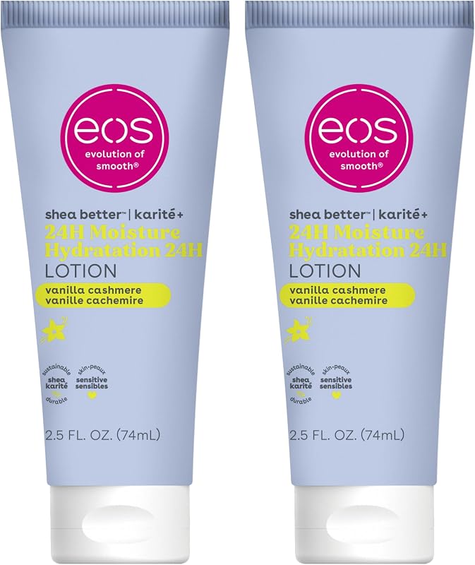 24H Moisture Travel Body Lotion- Vanilla Cashmere, Travel Size Essential, Toiletries, Mini Body Lotion For Dry Skin, 2.5 fl oz (Pack of 2)