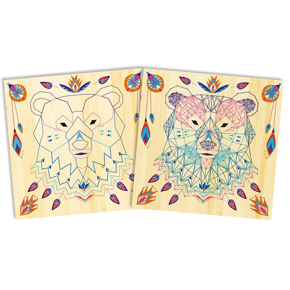 Janod - Scatola Artistica con Fili di Animali - Laboratori di Decorazione - Kit per Il Tempo Libero Creativo per Bambini - 5 Dipinti da Creare - Abilità motorie e concentrazione - dai 10 Anni, J07912