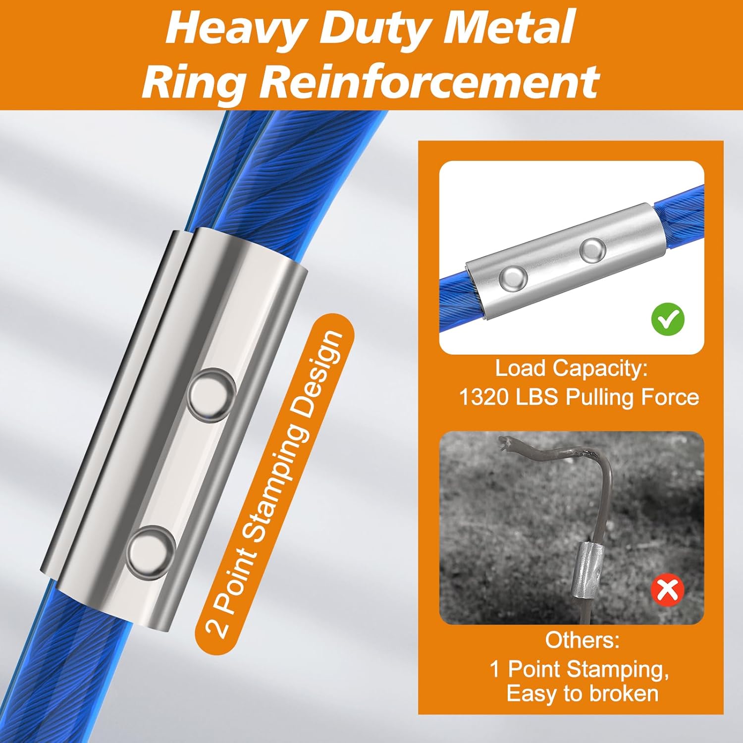 Tresbro 100FT Dog Tie Out Cable with Spring, Shock Absorbing Dogs Chain for Outside, Multiple Heavy Duty Tether Leads for Yard for Medium & Large Dogs Up to 500 LBS