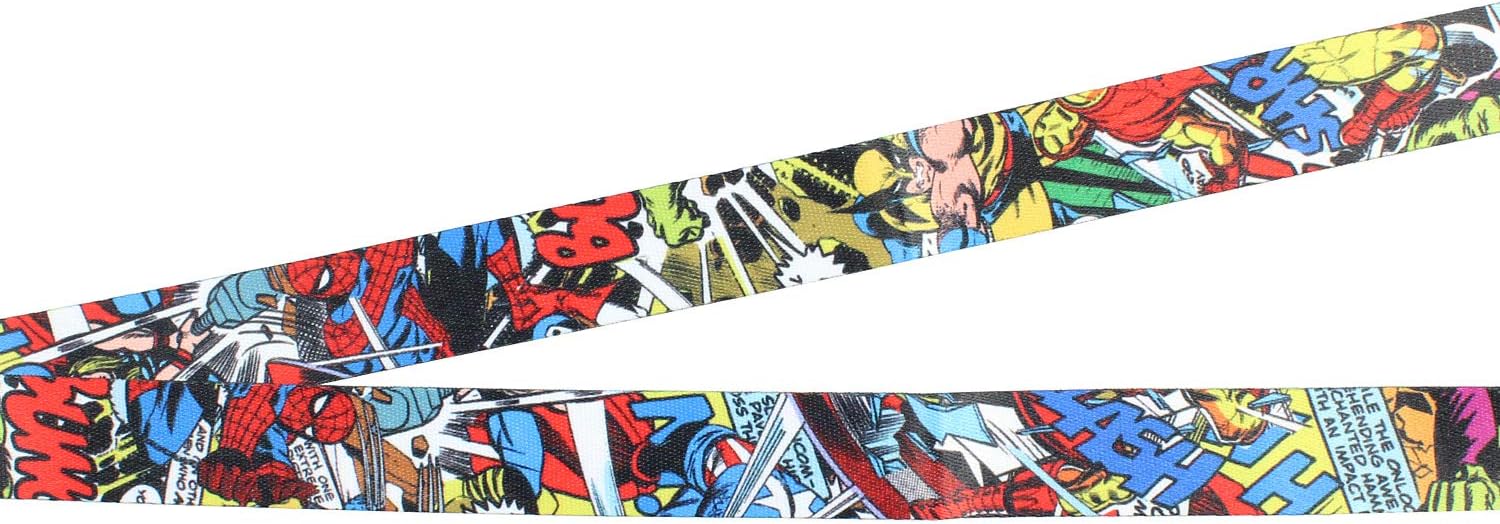 Marvel Comic Book Graphic Lanyard ID Badge Holder and 2" Rubber Charm