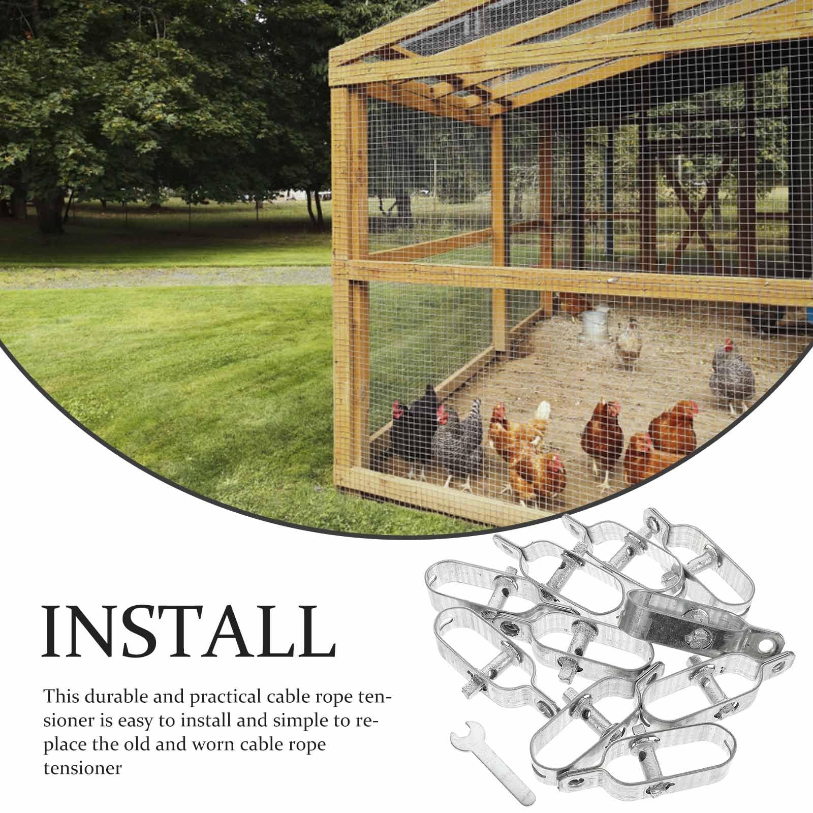 VICASKY Tenditori per Cavi Metallici in Acciaio da Giardino Set da 10 Pezzi, Tenditore per Filo D'acciaio Resistente All'usura, Tensione Cavi Facile da Montare per Recinzioni