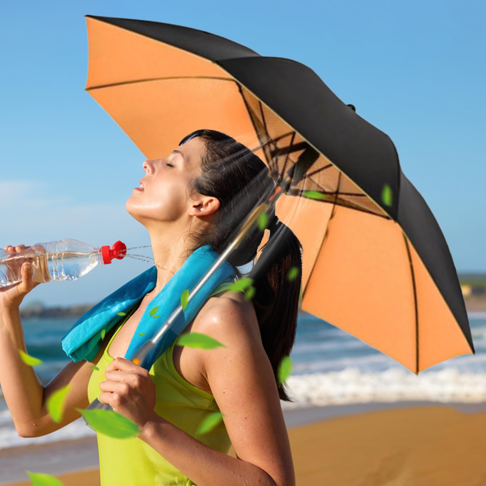Parapluie de pour la pluie | Parasol avec ventilateur et brume