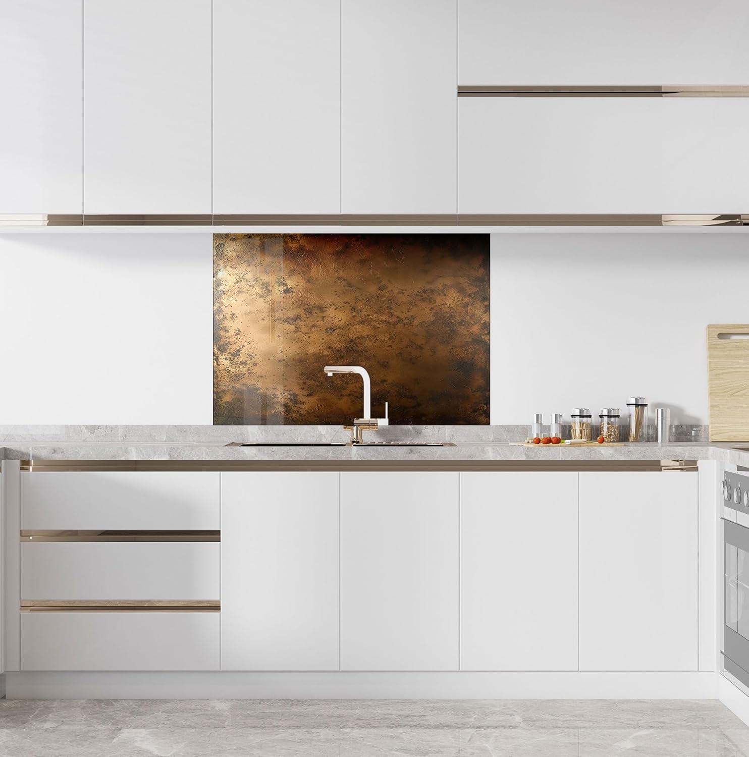 Myphotostation 30Wx18H'' Bronze Panel Glass Kitchen BacksplashTempered Glass Backsplash, Glass Splashback For Kitchen, Stove Wall Protector, Cooker Wall Panel, Stove Back Cover