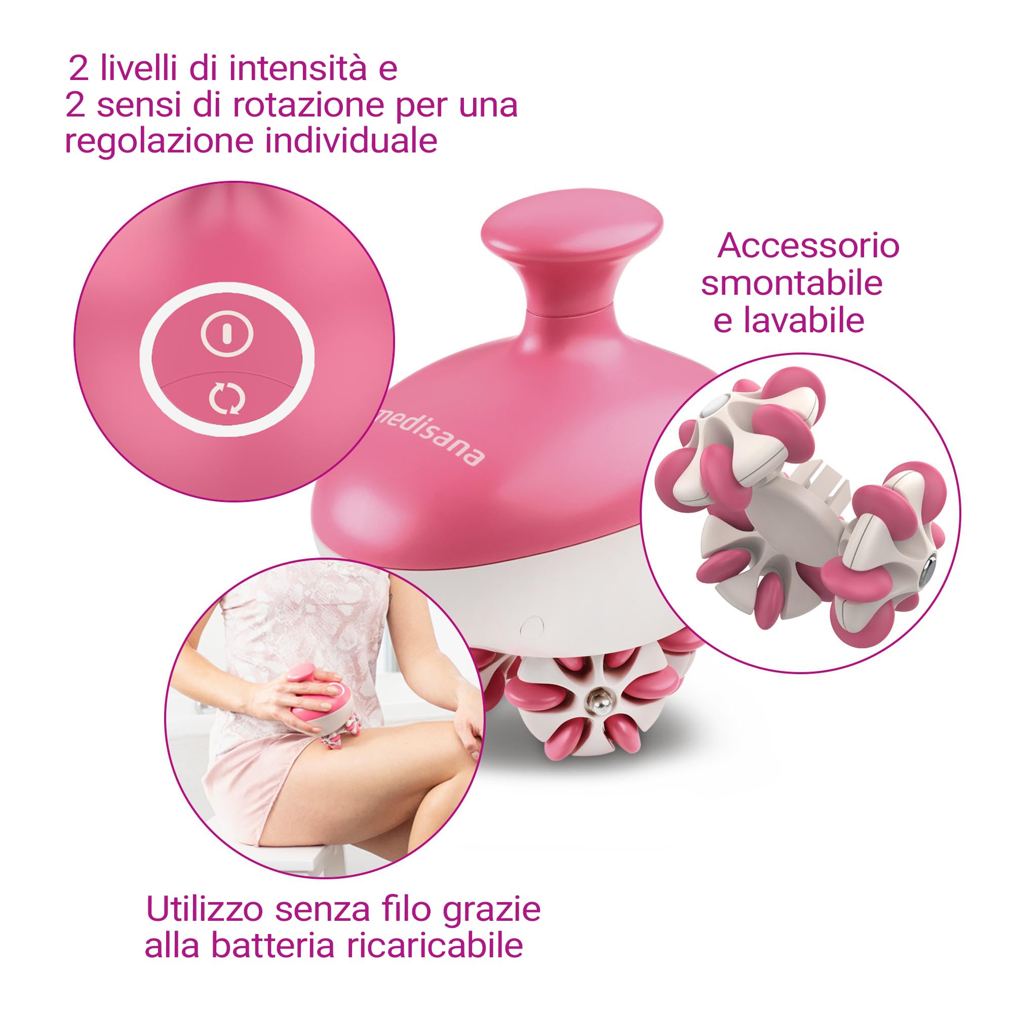 medisana AC 900 massaggiatore anticellulite, automassaggio cellulite