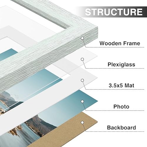 Vista 723 de Vittanly - Juego de 9 portarretratos, plexiglás resistente a rupturas, exhibe fotos de 12 x 12 pulgadas o, con paspartú, de 8 x 8 pulgadas, marcos