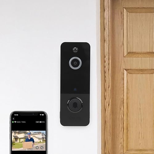 Miniatura 2 de Sanpyl Cámara de timbre de video, 1080P HD, audio de 2 vías, noche infrarroja, videollamadas remotas, cambiador de voz inteligente, lente gran