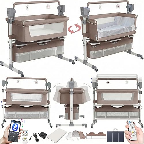 Miniatura 18 de Next to Me - Cuna cuna plegable para bebé, cuna para dormir conjuntamente, cuna convertible para cama infantil (X3 gris) X3 Gris,601 Gris,601