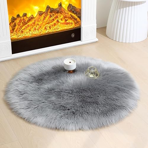 Miniatura 129 de Alfombra de piel sintética esponjosa de piel de oveja blanca, 4 x 6 pies, ultra suave, para dormitorio, mesita de noche, sala de estar, guardería