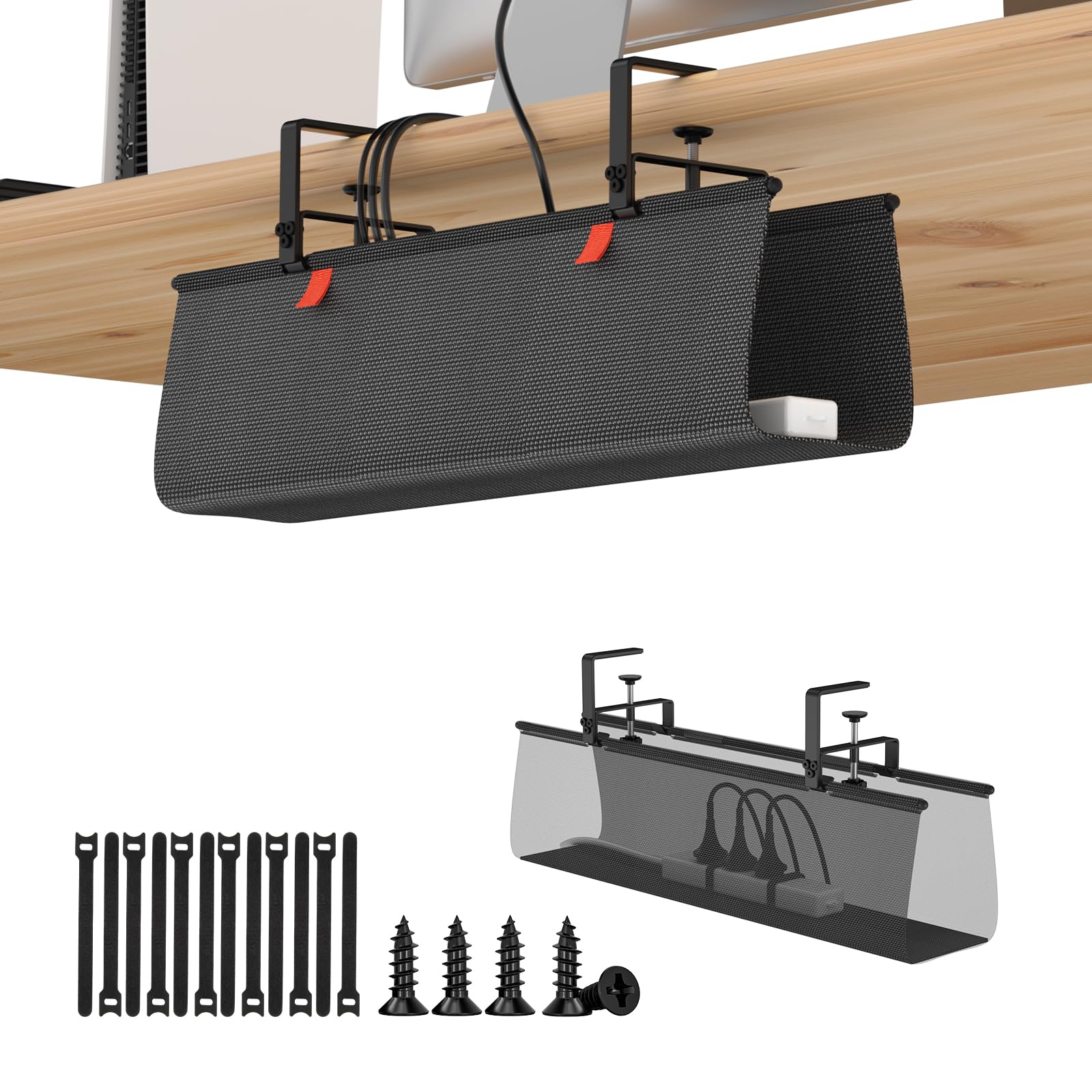 Heavy Duty No Drill Under Desk Cable Management Tray 28x5.5 inch