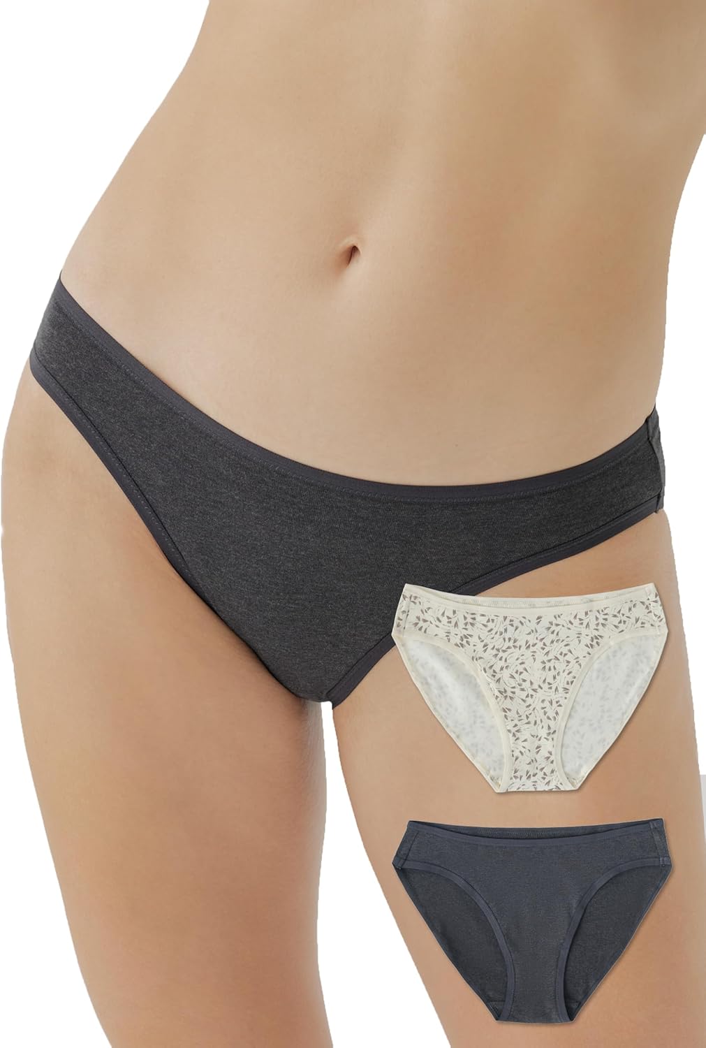 Pact Women's Organic Cotton Bikini Underwear, Classic Fit Panties with High Cut Leg, 2 Pack