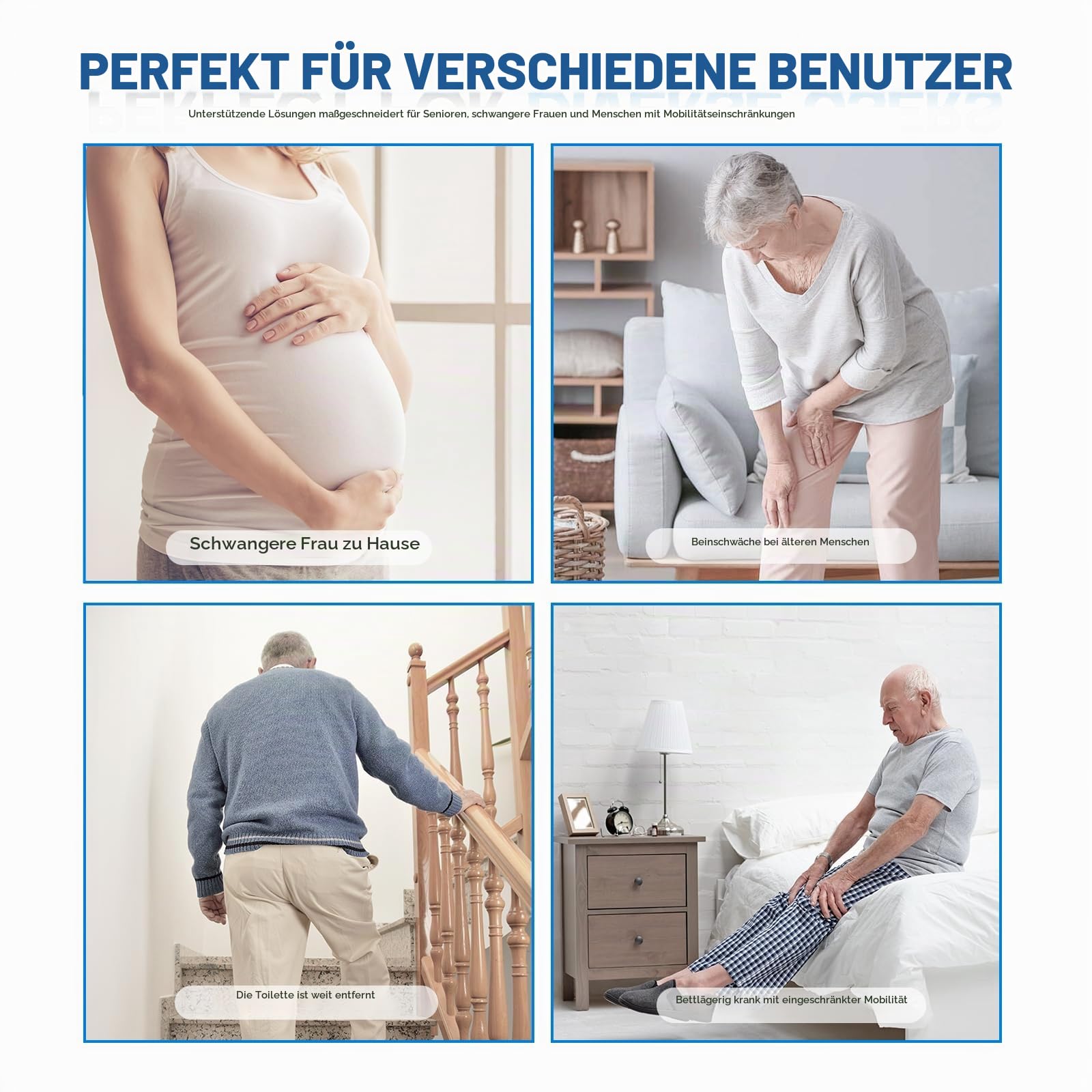Leichter klappbarer Toilettenstuhl für ältere und behinderte Menschen - höhenverstellbarer Duschstuhl mit gepolstertem Sitz, einfaches Abnehmen des Töpfchens, tragbarer grauer WC-Sitzrahmen