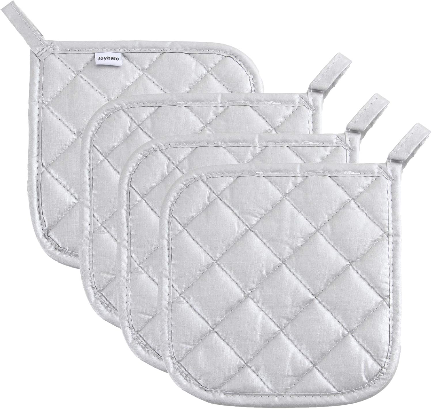 Pot Holders Cotton Made Machine Washable Heat Resistant Potholder, Pot Holder, Hot Pads, Trivet for Cooking and Baking (4, Silver)