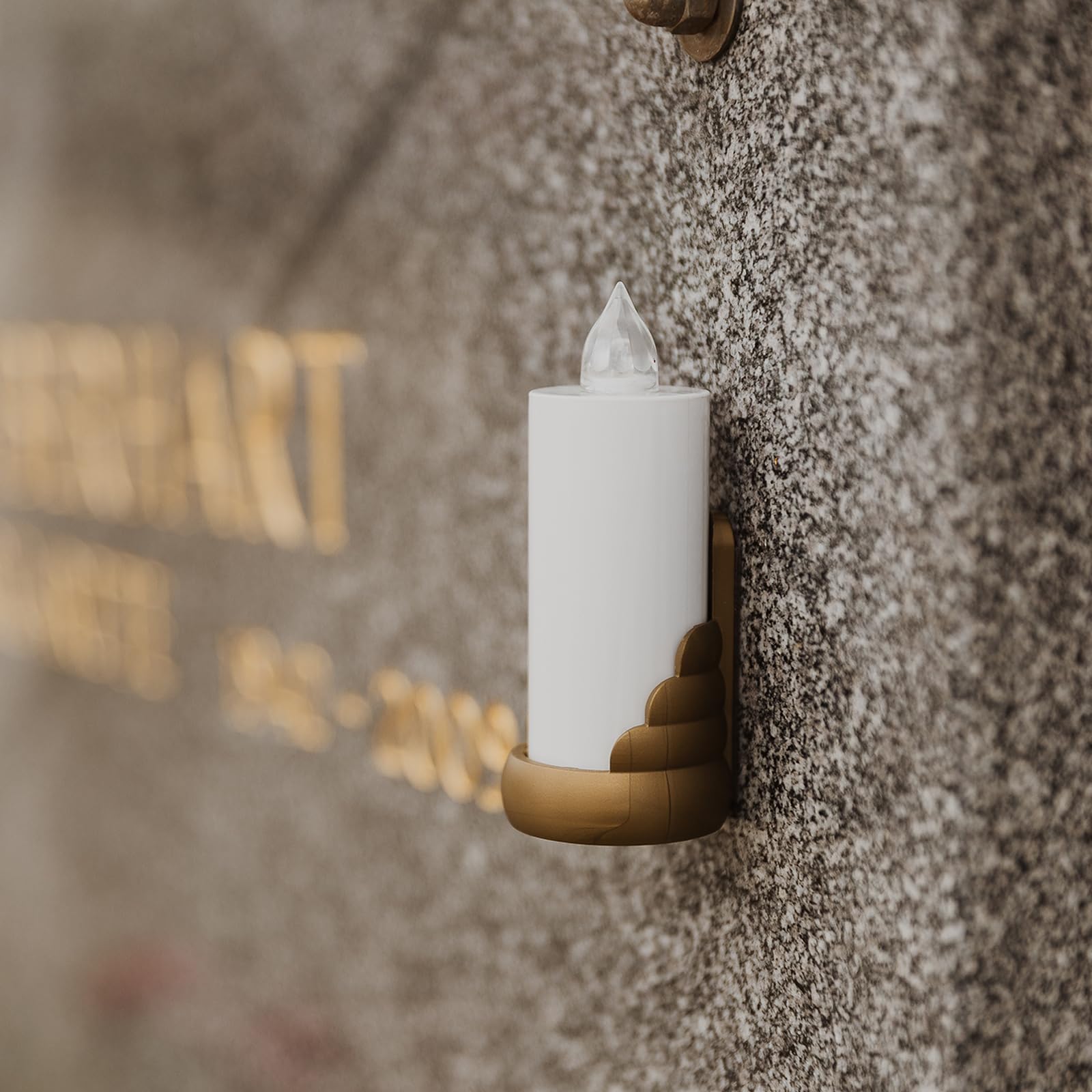 AROBA 2x LED Grabkerze Trauerlicht - Flackereffekt wie echte Kerze - lange Brenndauer bis 60 Tage - wiederverwendbar Friedhofskerze Gedenkkerze Dauerkerze - weiß Silber