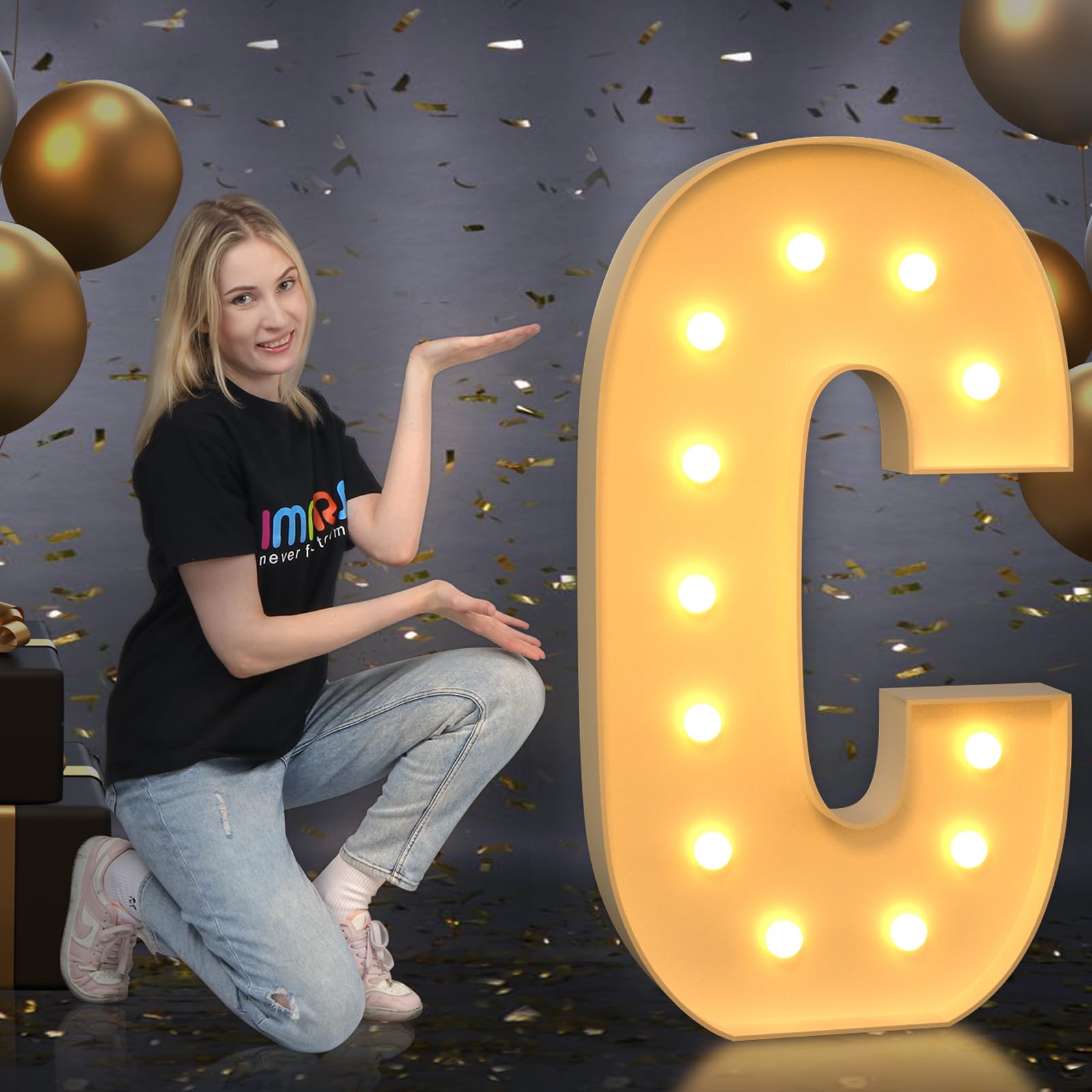 imprsvMarquee Light Up Letters, Mosaic Letters 4FT Marquee Letters for Baby Shower Engagement Graduation Party Decor, Large Marquee Letters for Party Decorations, Letter C (Need to Assemble)