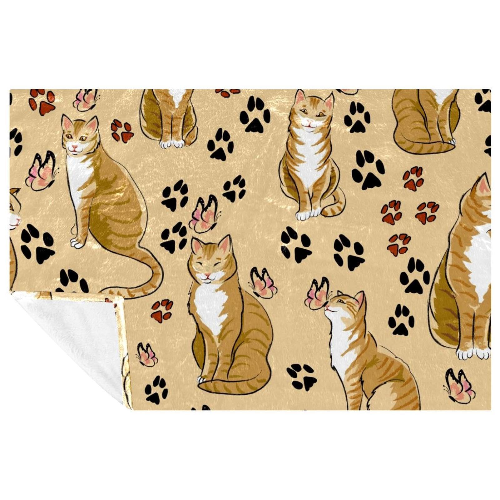 Couverture pour lit motif chat : plaid chaud de pique-nique et camping 150x100cm