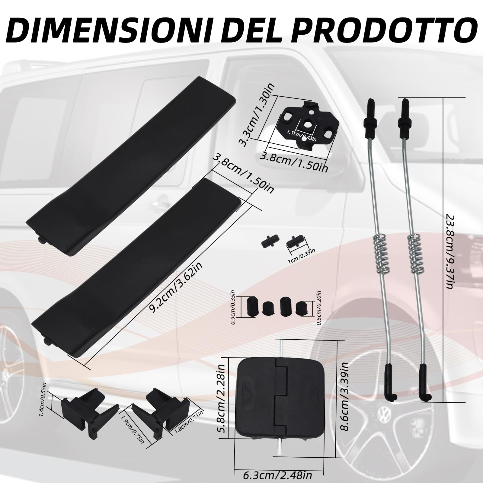 Kit di riparazione per finestrini scorrevoli, inclusa maniglia. Adatto per Volkswagen Transporter, T5/T6, Caravelle e Multivan (modelli 2003-2025).