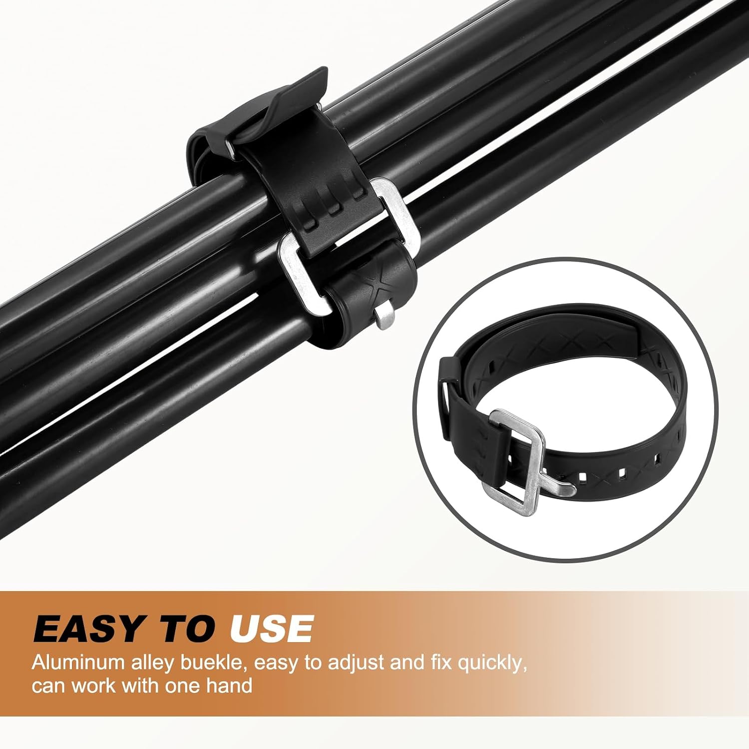 2 Pcs Silicone Tie Down Strap, 45cm / 18 Inch Versatile Wear Resistant Silicone Securing Strap with Metal Buckle for Luggage Binding Outdoor Equipment Sorting,Black image 5