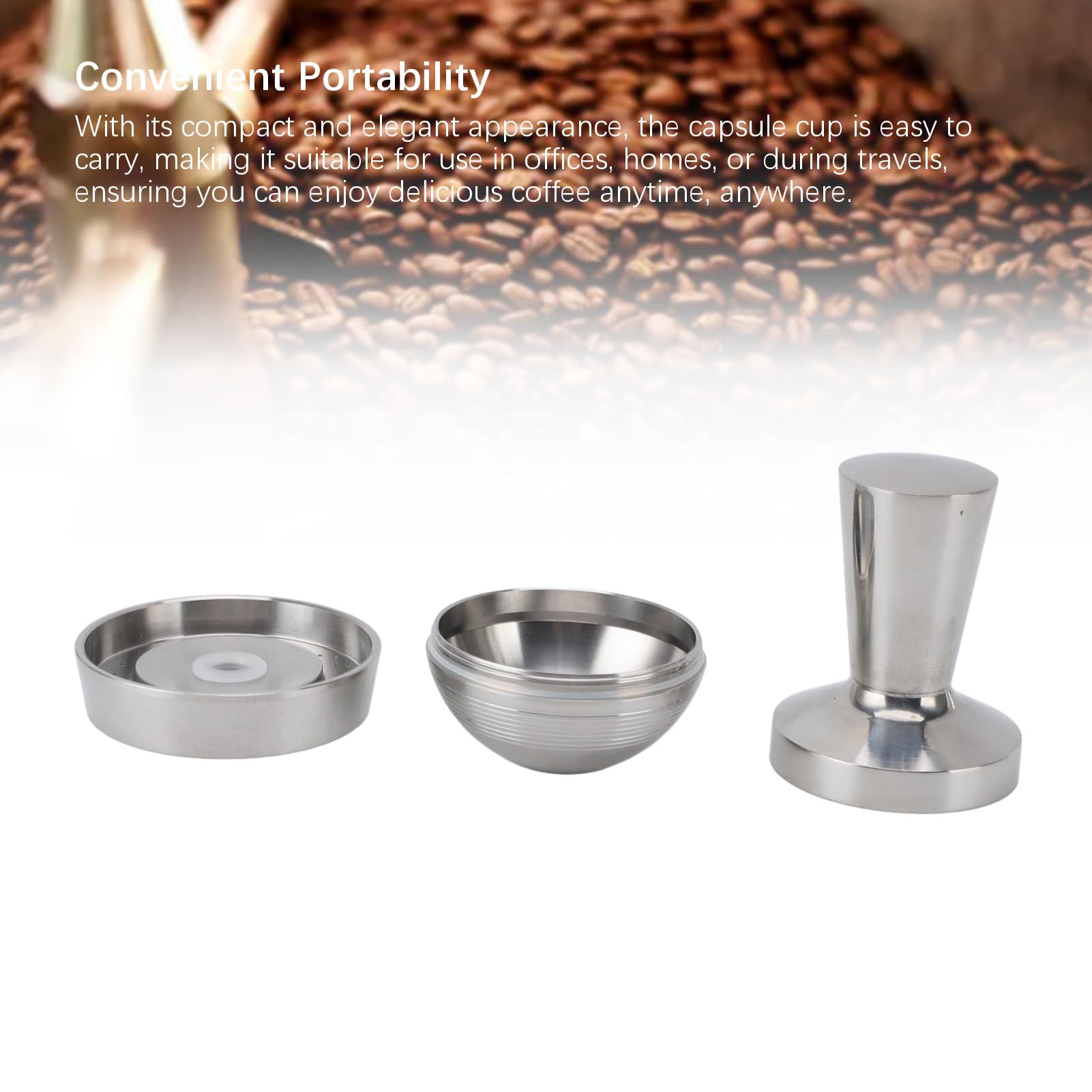 Cápsulas reutilizables de acero inoxidable, cápsulas de café recargables Cápsulas de café reutilizables multifuncionales de acero inoxidable y compactador de café con cepillo de