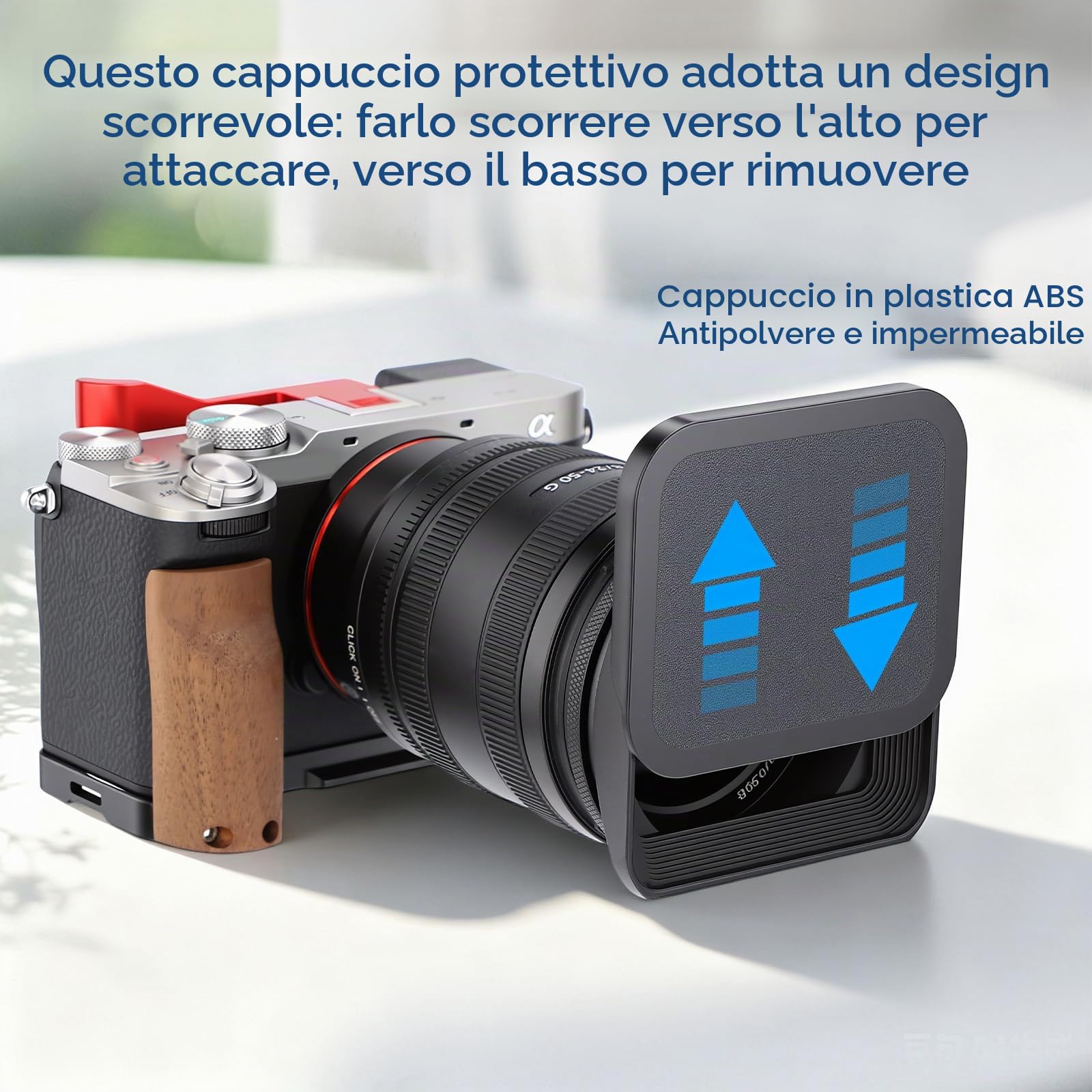 Haoge LH-B72T - Paraluce quadrato da 72mm, in metallo, con tappo a vite, per obiettivi Canon Nikon Sony Leica Carl Zeiss Voigtlander Nikkor Fujifilm e altri obiettivi con filettatura da 72mm