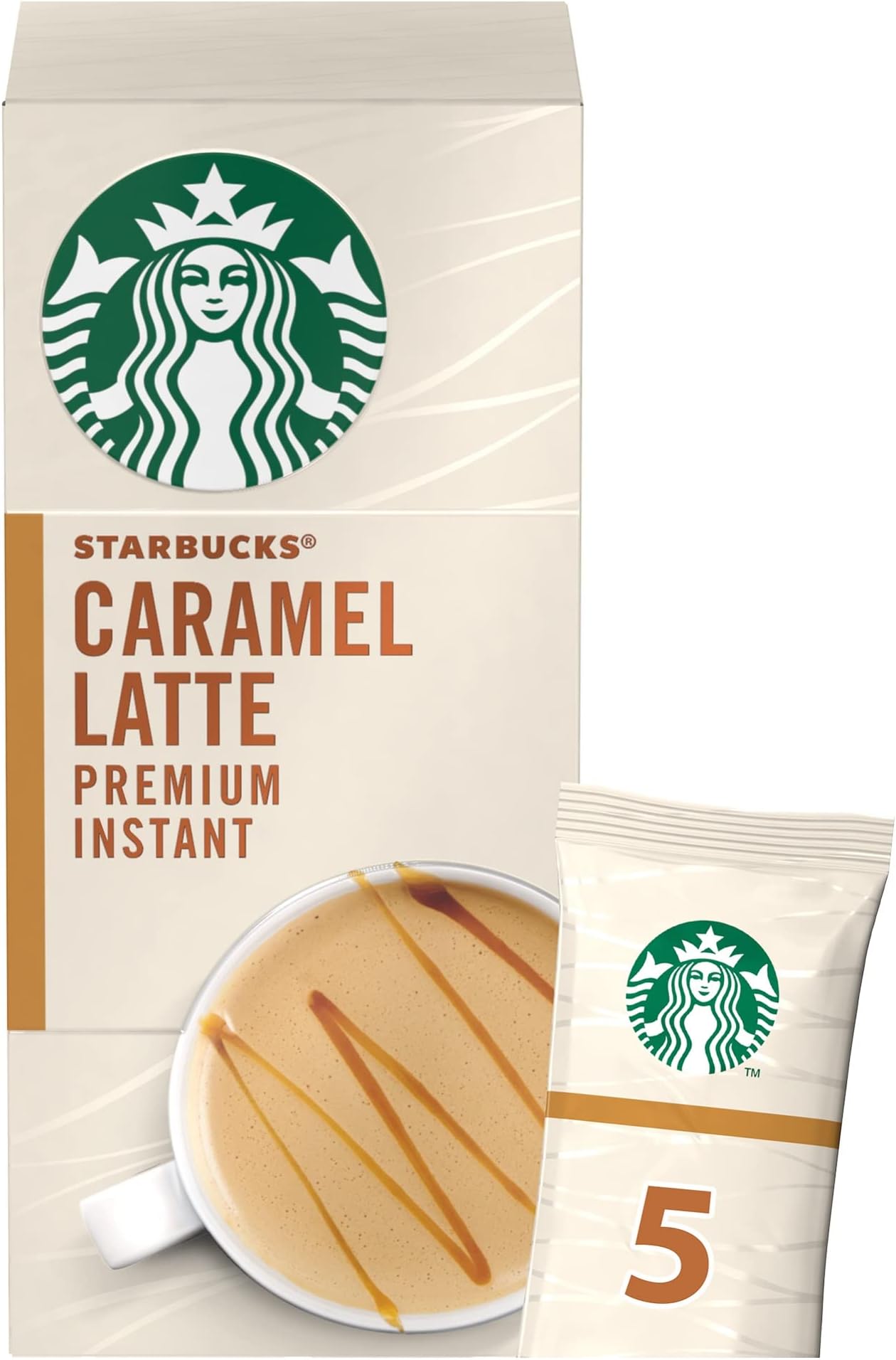 Starbucks Caramel Latte Premium Instant Coffee Sachets, 5 x 21.5g