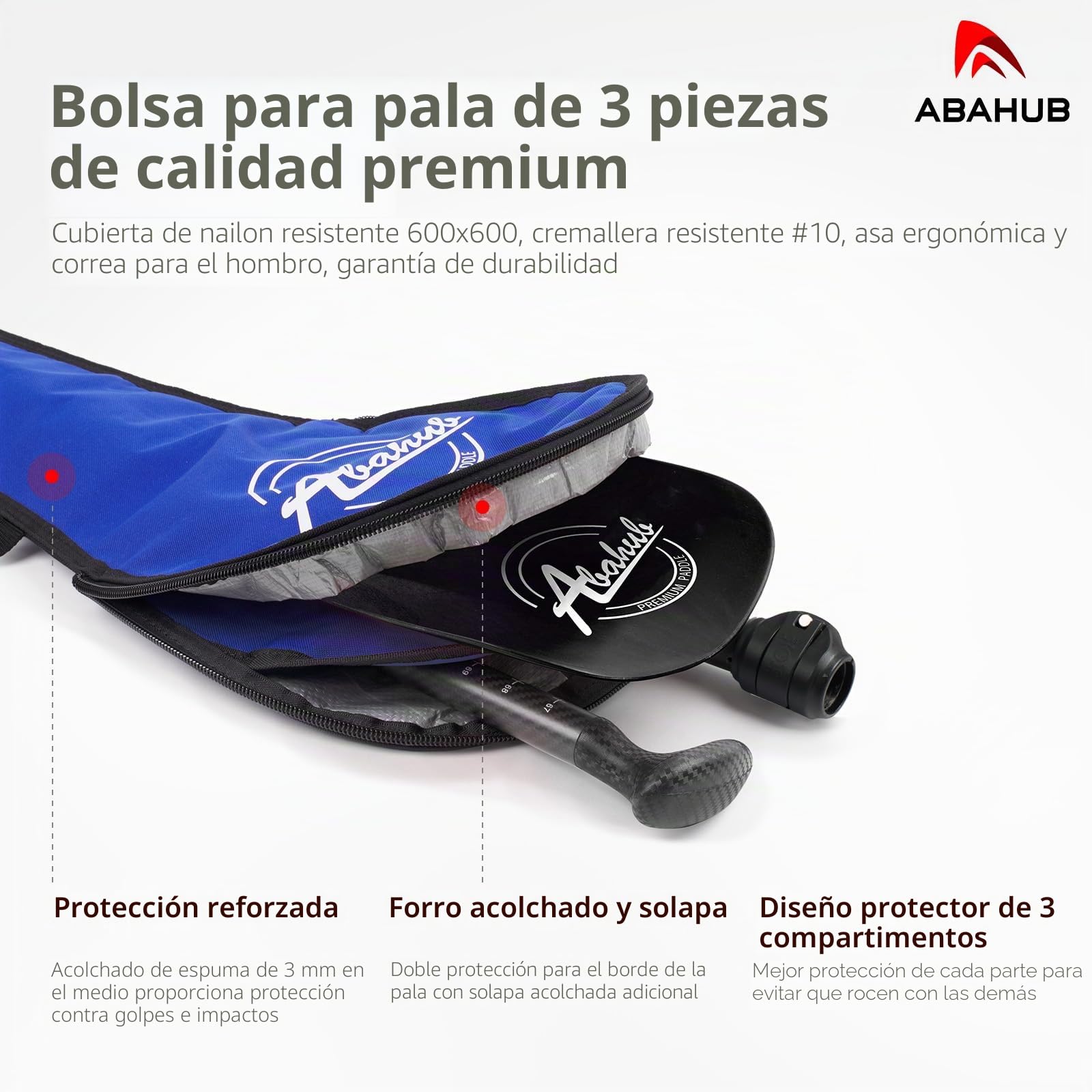 Abahub Remo Paddle Surf Carbono Pala Sup Paddle con Bolsa Pala Remo Extensible 170-218cm Hoja de Plástico con Impresión de Ondas para Tabla de Sup Canoa de Surf