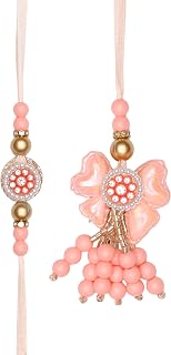 Rakhi Bhaiya Bhabhi Set of 2 For Brother Bhabhi Rakhi Lumba set Couple Pair Thread Bracelet for Bhaidooj Tikka Diwali Decorations Set Bracelets for Brother Sister Indian Traditional Festival