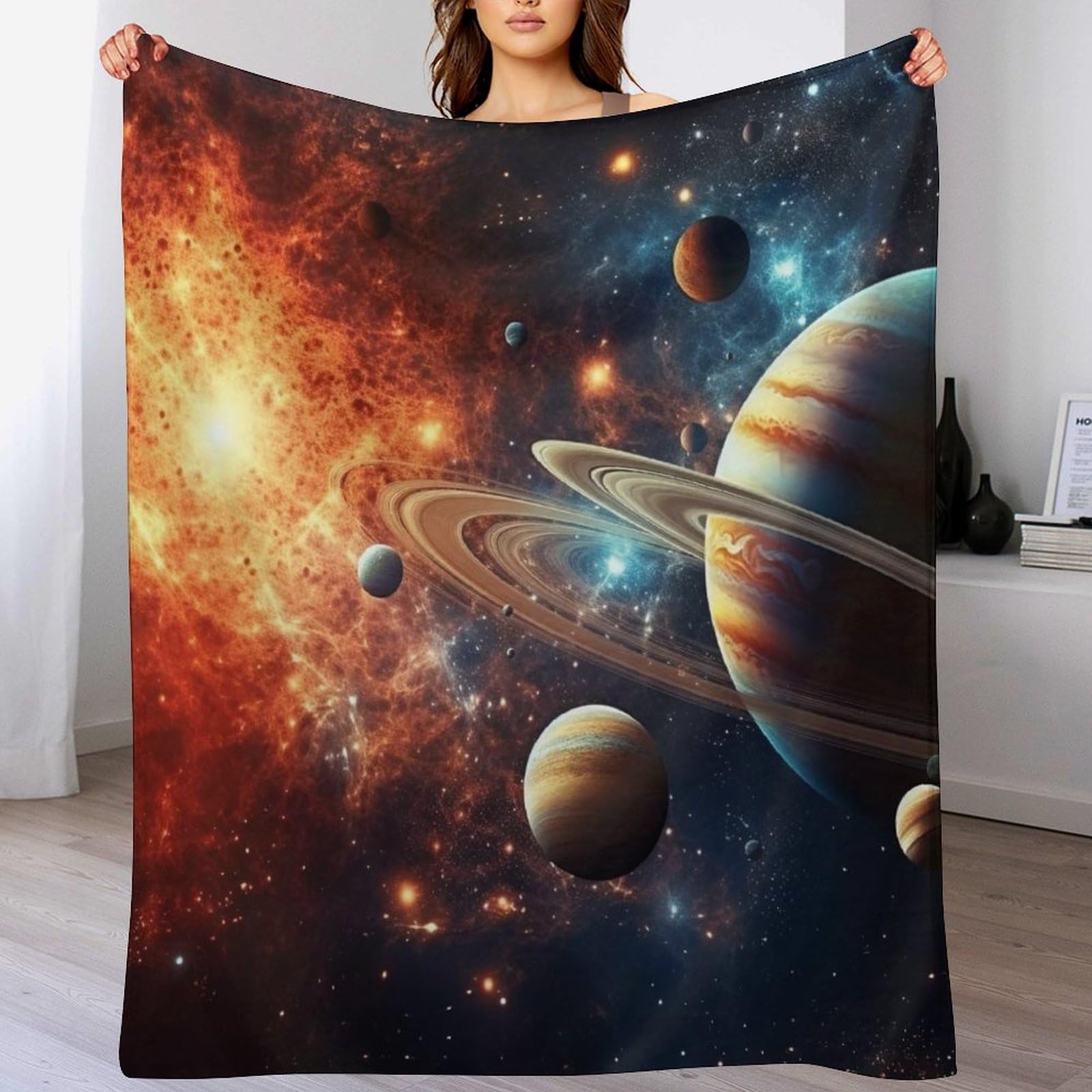 Couverture pour canapé-lit et sofa Planète plaid flannel idéal pour vos soirées cinéma en famille
