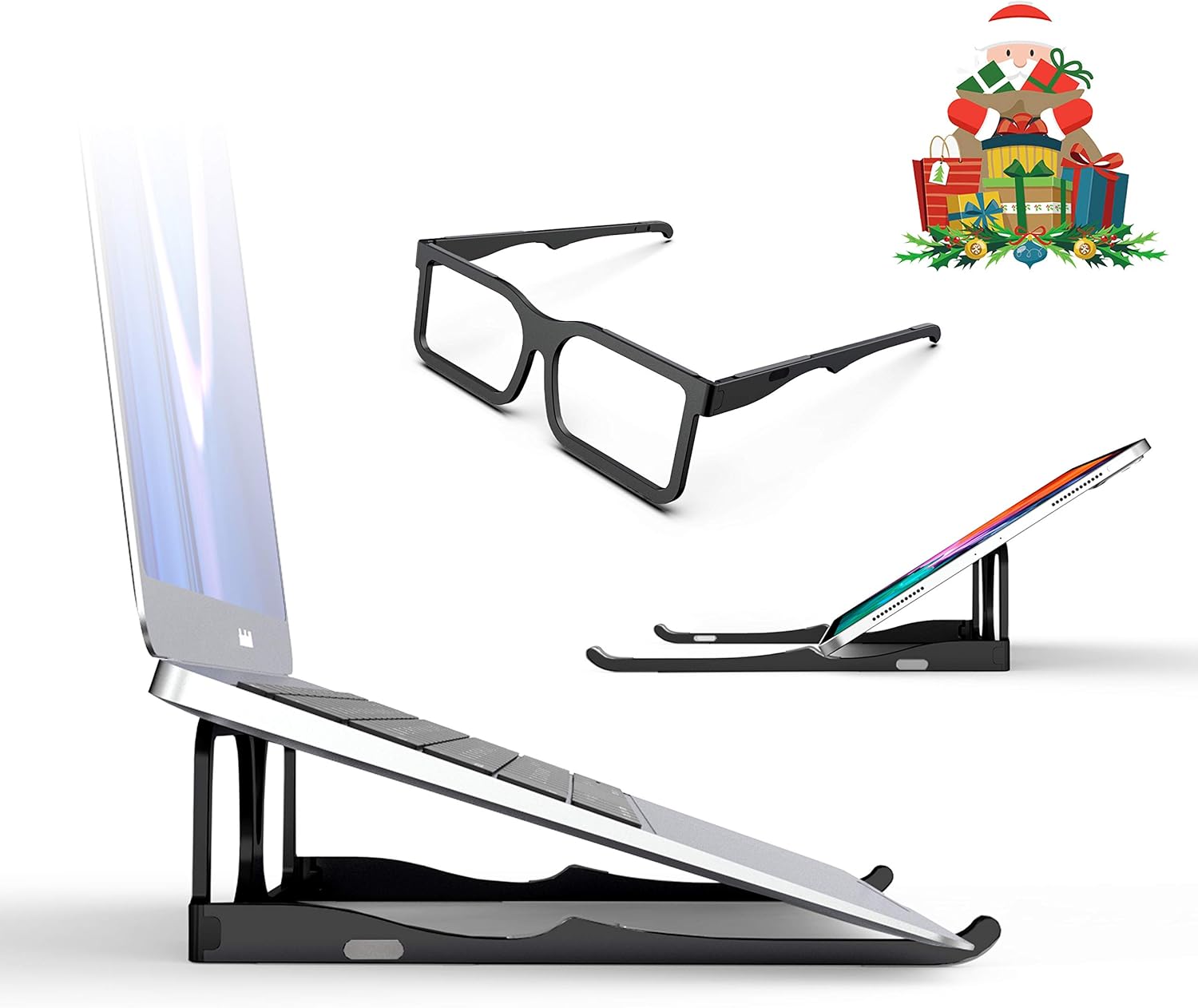 70% оƒƒ Evеrуthіng Laptop Stand, 8AM Laptop Desk Portable Computer Stand Aluminum Computer Riser Notebook Holder for Desk Reading Lap Desks Compatible with 10-15.6 Inches MacBook Laptops (Black)