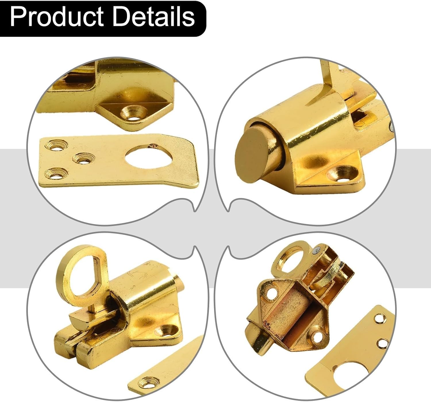 Secure Zinc Alloy Fanlight Catch for Windows and Attics 2 Pack with Installation Screws for Enhanced Security (gold)