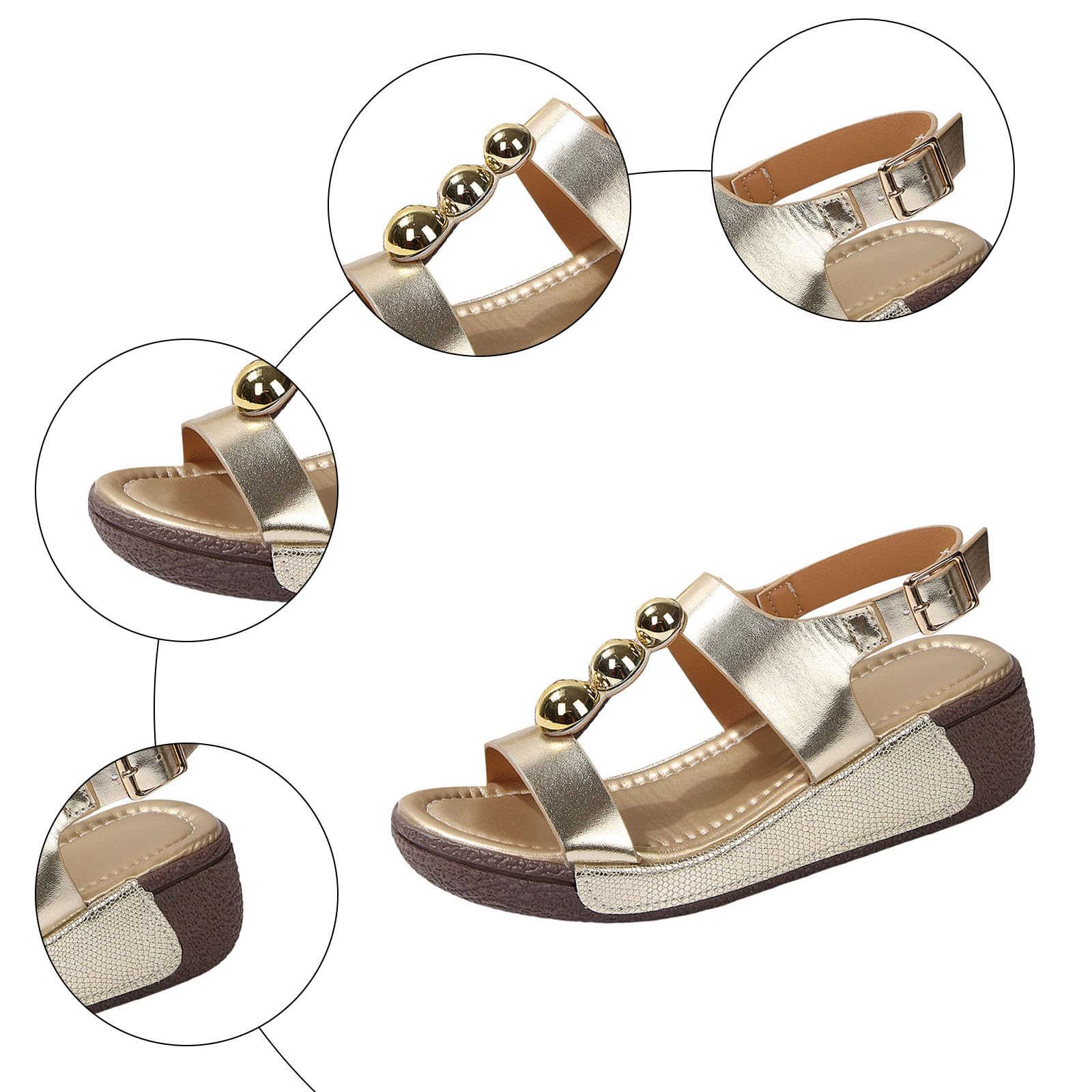 Sandały damskie Sandały Damskie Wygodne Sandały Damskie Lato Regulowana Klamra Gruba Klin Gruba Podeszwa Gumowa Podeszwa Amortyzująca Moda Trwała Moda Noszenie Codzienne Styl Casual Elegancki