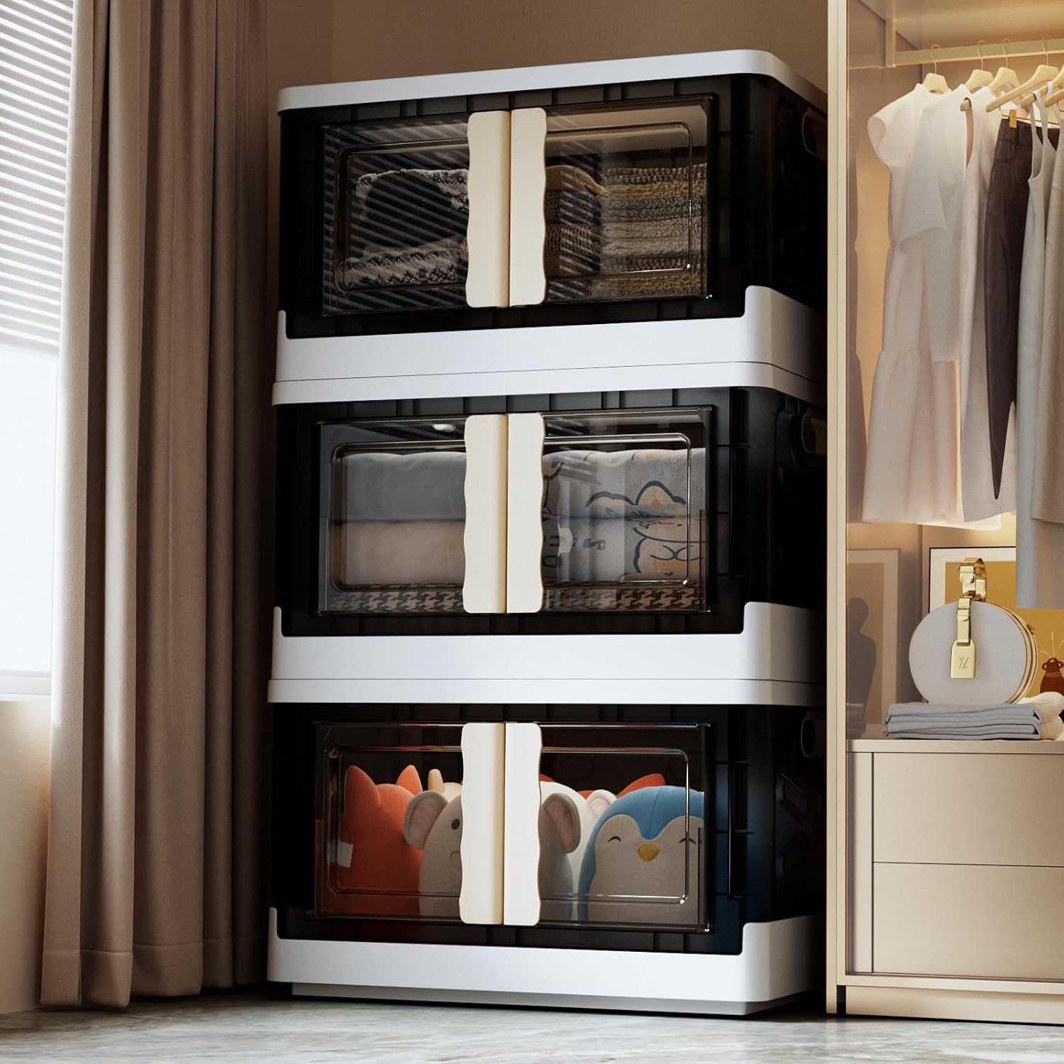 CHAROCOUT Stackable Storage Bins with Lids, 234 Quart