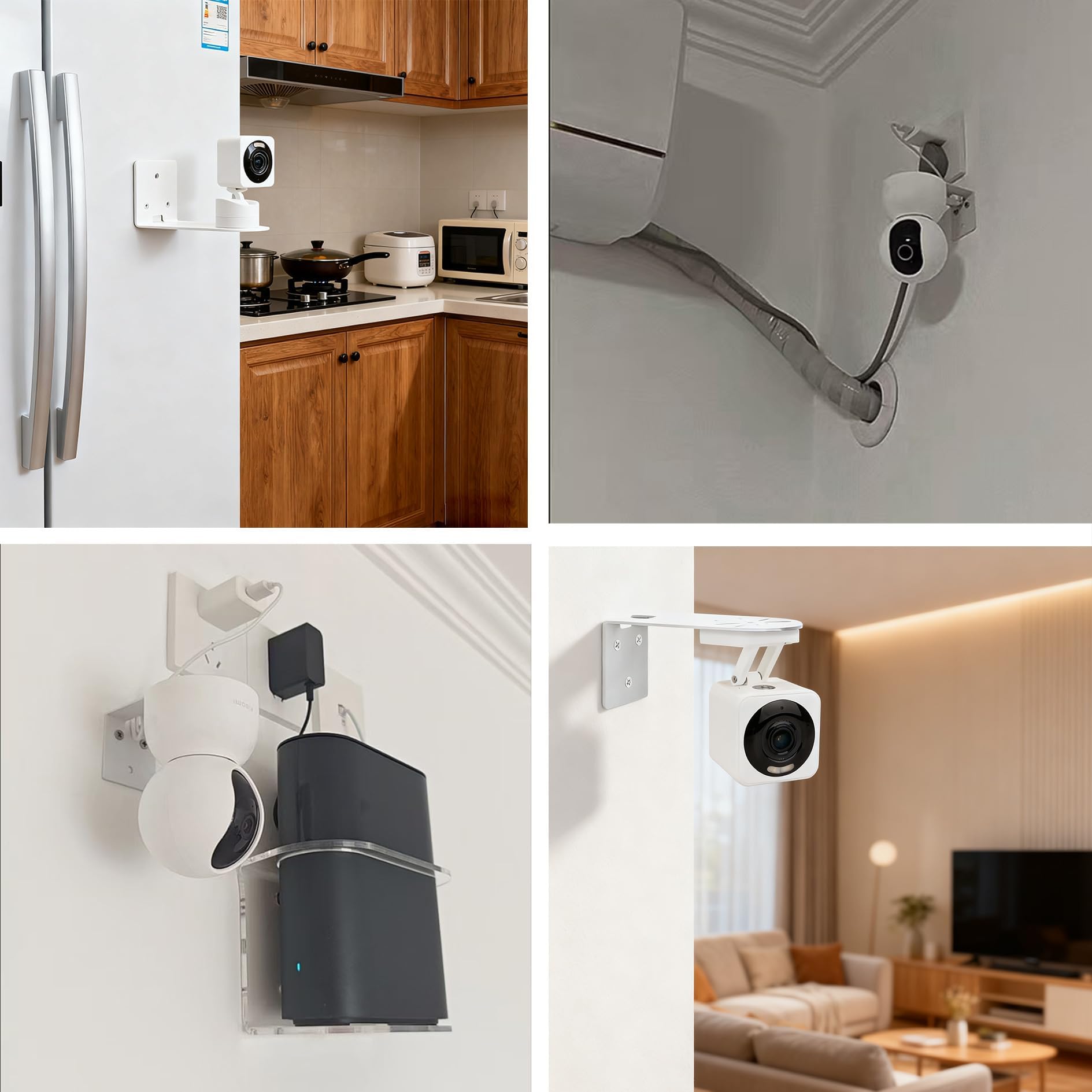 2PCS Soporte de Pared para Cámara de Vigilancia, Soporte Adhesivo Sin Taladro de Aluminio Sólido, Compatible con Mini Pan Tilt, Indoor Cam E220, Soporte Universal para Cámara