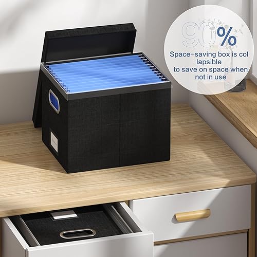 Miniatura 8 de GRSQYS Caja organizadora de archivos para colgar archivos con tapa, juego de 3 carpetas decorativas colgantes con marco de plástico de una pieza