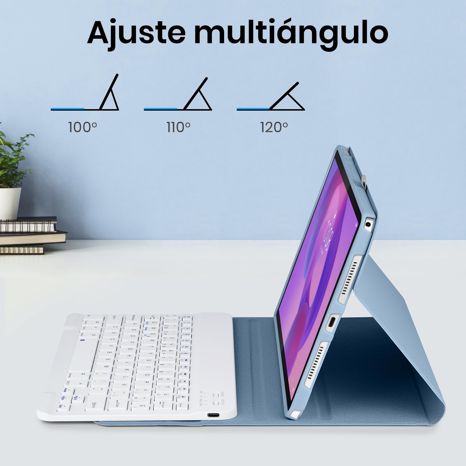 Custodia con tastiera per Lenovo Idea Tab 11 2025, Bluetooth senza fili staccabile custodia protettiva sottile per tablet Lenovo Idea Tab 11 pollici 2025 (TB-336FU/TB-336ZU),blu e bianco
