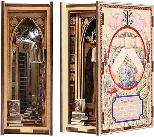 Fsolis Kit de rincón de libros DIY Biblioteca Eif, kit en miniatura de rincón de libros, estante de libros, inserción creativa decorativa, soporte