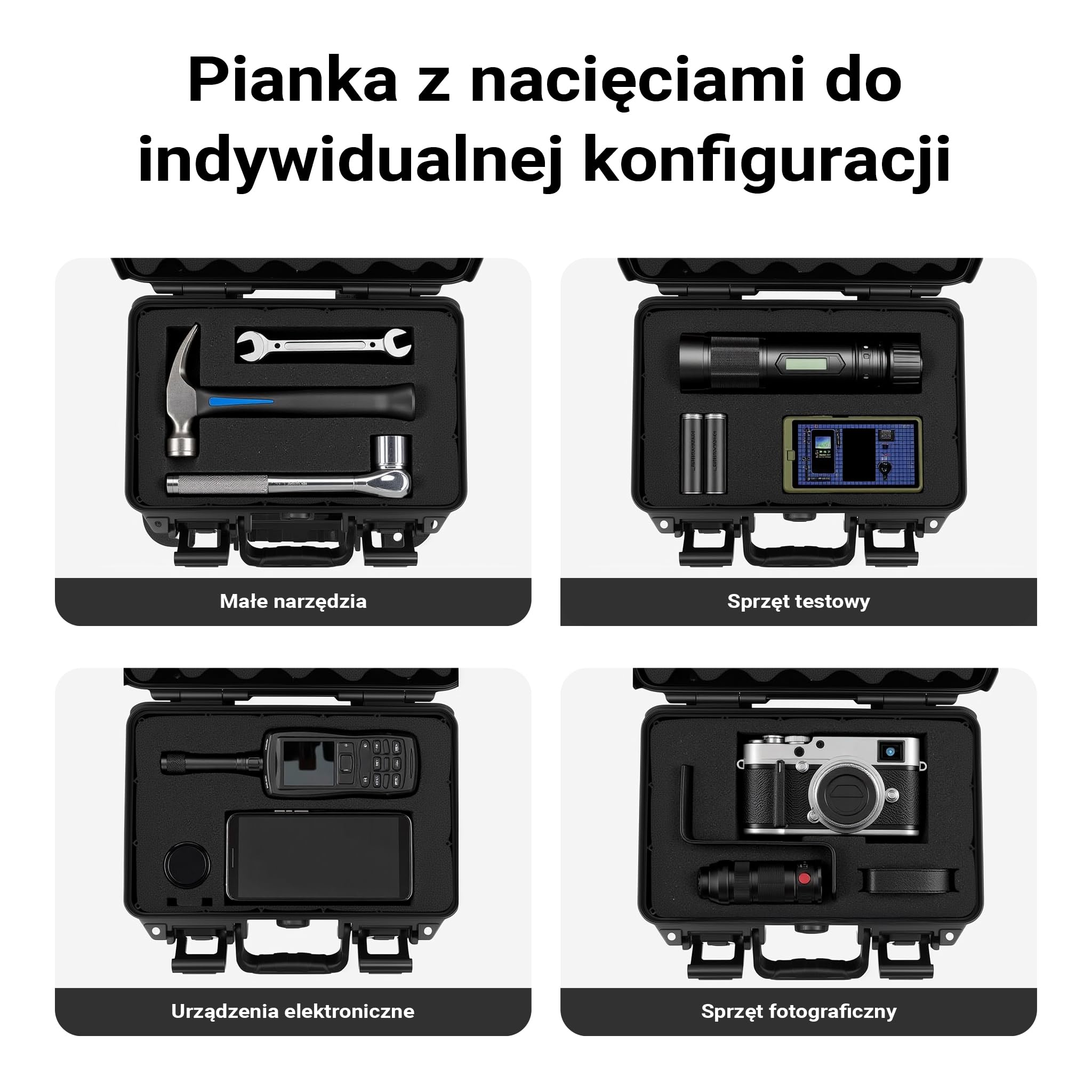 Wiltec Walizka uniwersalna 32 x 22,9 x 11,2 cm z pianką, wodoodporny kufer z PP i włókna szklanego z systemem na przegródki