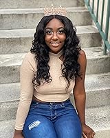 Vista 4 de COCIDE Corona para mujer, coronas y tiaras de cristal para niñas, diadema redonda completa de boda, accesorios para el cabello, para cumpleaños