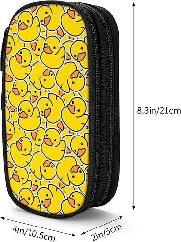 Miniatura 3 de Perinsto Estuche de goma lindo para lápices de gran capacidad, con múltiples compartimentos, caja de papelería de patos de dibujos animados