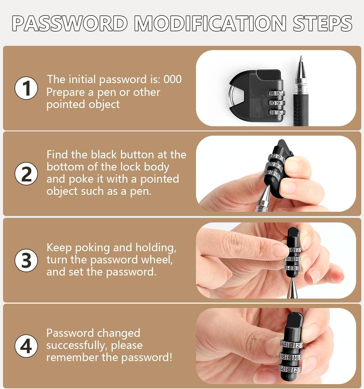 3 Digit Combination Lock Outdoor Padlock for School Gym Sports Locker Fence Toolbox Hasp Storage Black