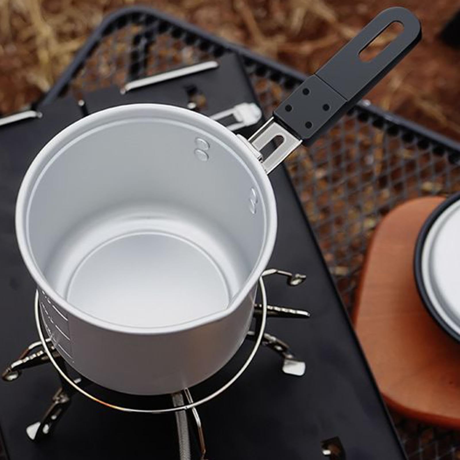 Casserole de camping pliable, 770 ml en alliage d'aluminium avec poignée, outil de cuisine léger pour randonnée, camping, pique-nique, barbecue, voyage, aventure en plein air
