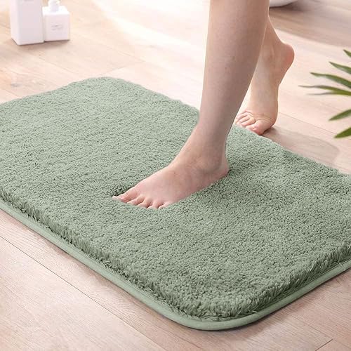 LUXE HOME INTERNATIONAL Microfiber Rectangular Home Bath Mat Super Soft Non Slip Vegas Mats for Bathroom, Kitchen, Bedroom, and Door (40X60 Cm, Pastel Green) Pack of 1