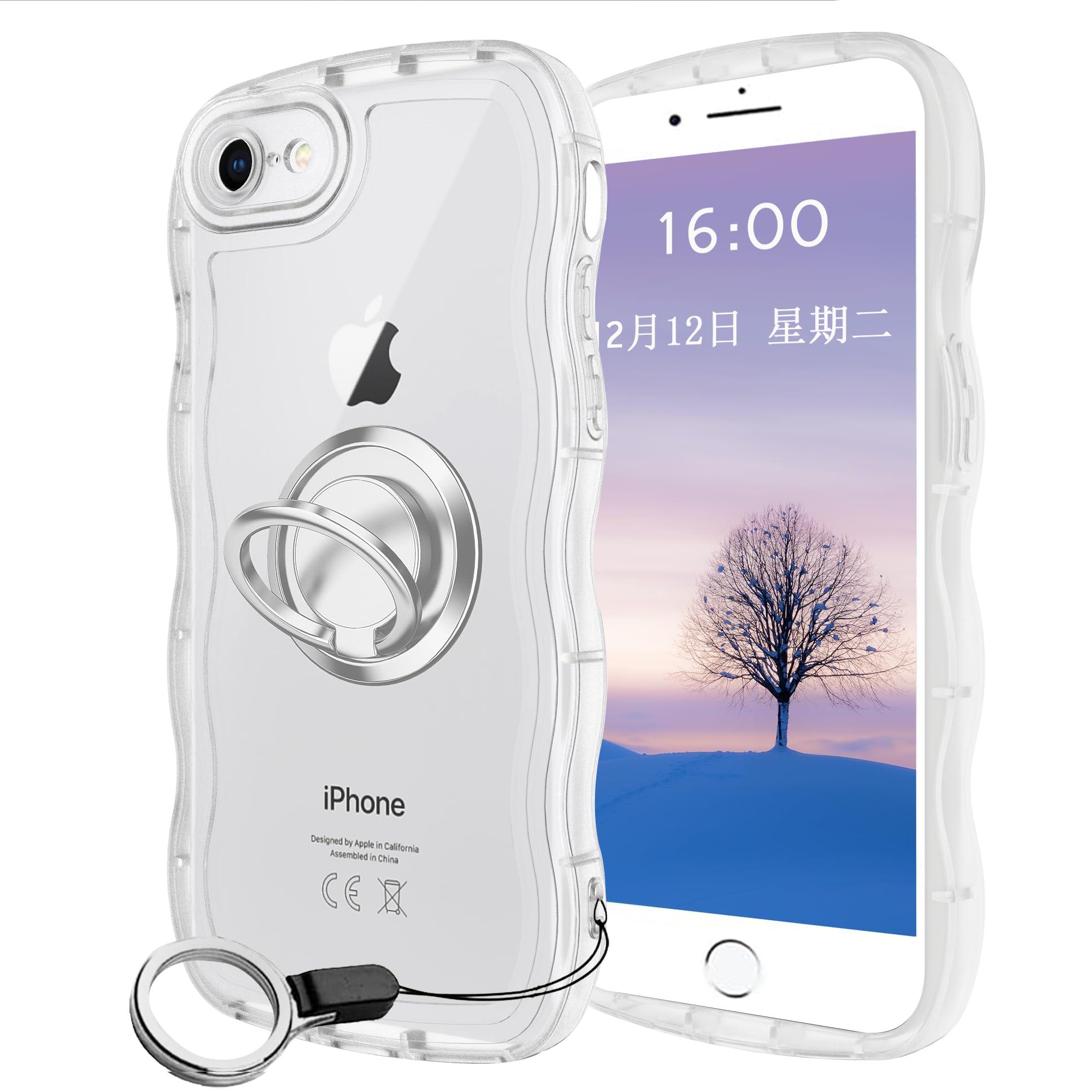 Amazon.co.jp: QAZWERT iPhone 7/8 ケース ウェーブ リング付き