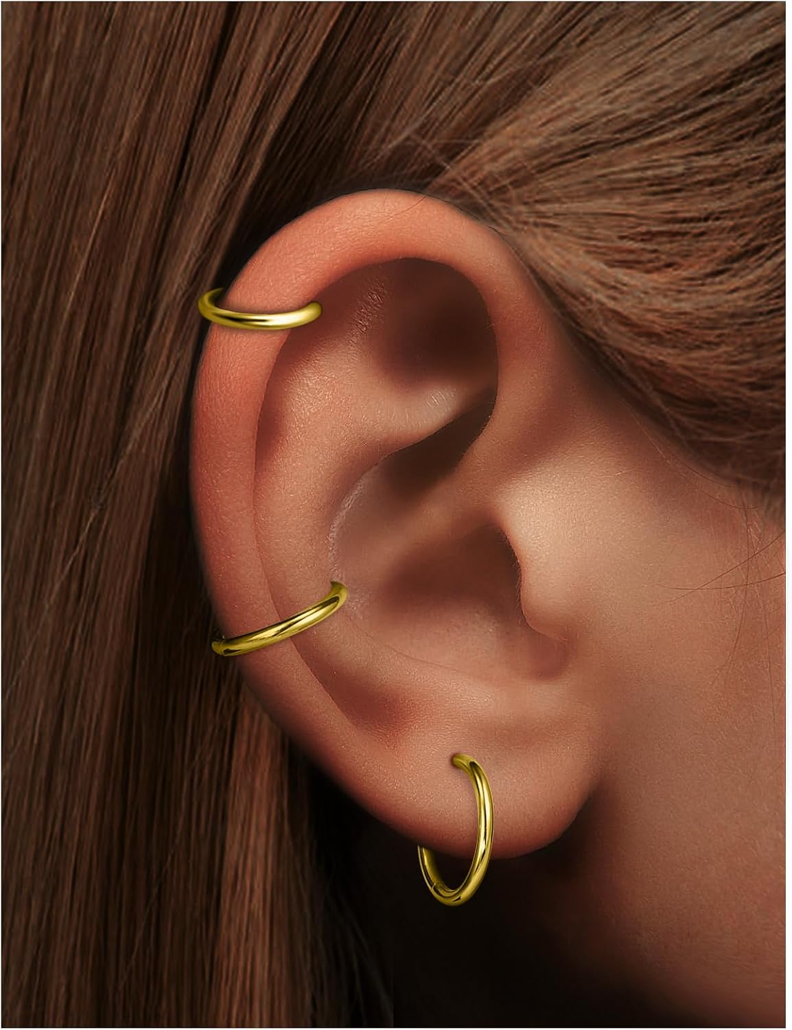 18G 16G 14G Septum Nose Rings Hoops 316l Surgical Steel Clicker Medusa Labret Snake Bite Lip Ring Tragus Helix Daith Rook Conch Snug Cartilage Lobe Earrings Hoop Piercing Jewelry For Women Men