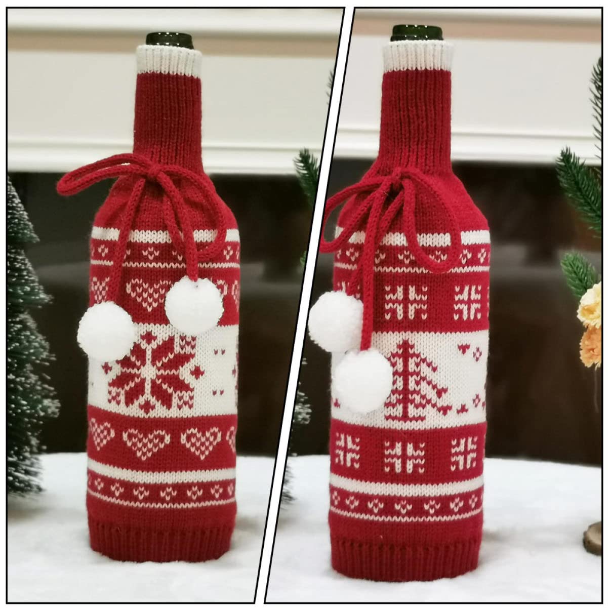 TOYANDONA 9pièces Housses Décoratives De Bouteille De avec Motifs De Sapin Renne Et De Lavable pour