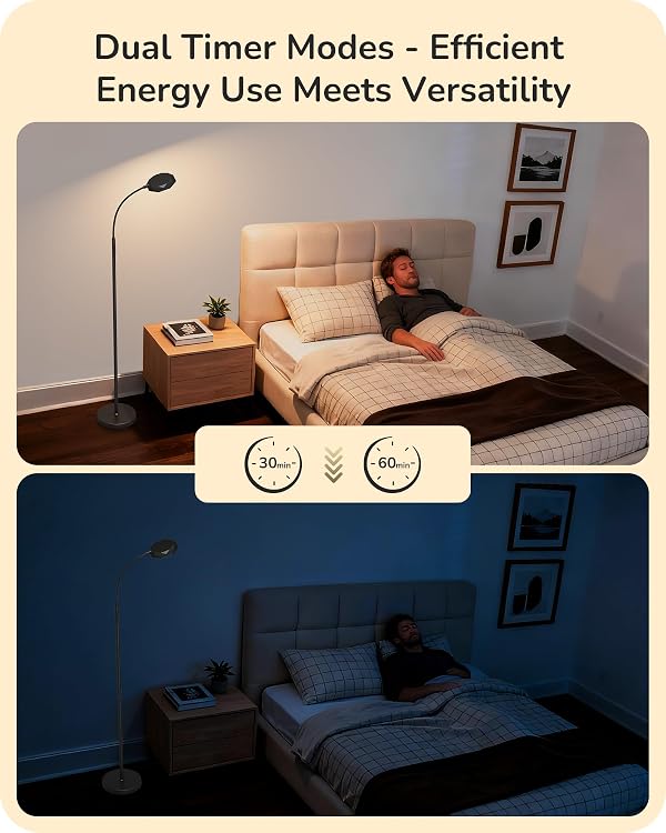 EDISHINE LED Floor Lamp, 1300LM Super Bright Reading Floor Lamps for Living Room, Dimmable 4 Color Temperature Standing Lamp, Remote & Touch Control, Adjustable Gooseneck Lamp for Bedroom Office Black by EDISHINE - Used condition - Image 6
