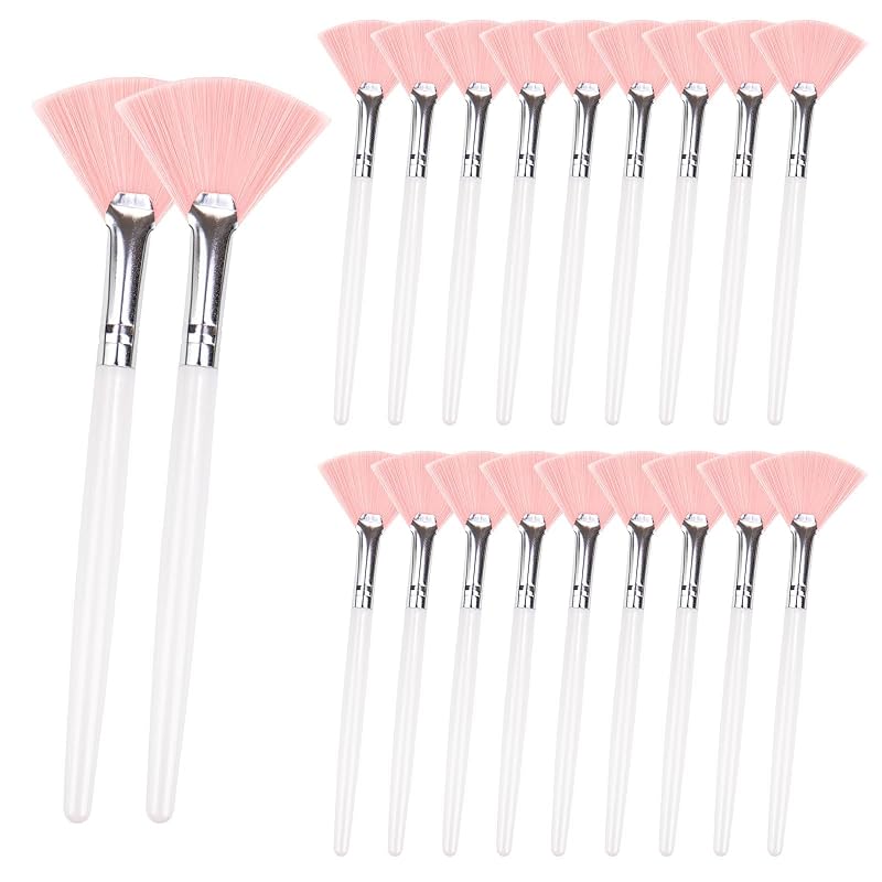 Suptizizkz Kit com 20 Pincéis Leque para Aplicação Facial Rosa