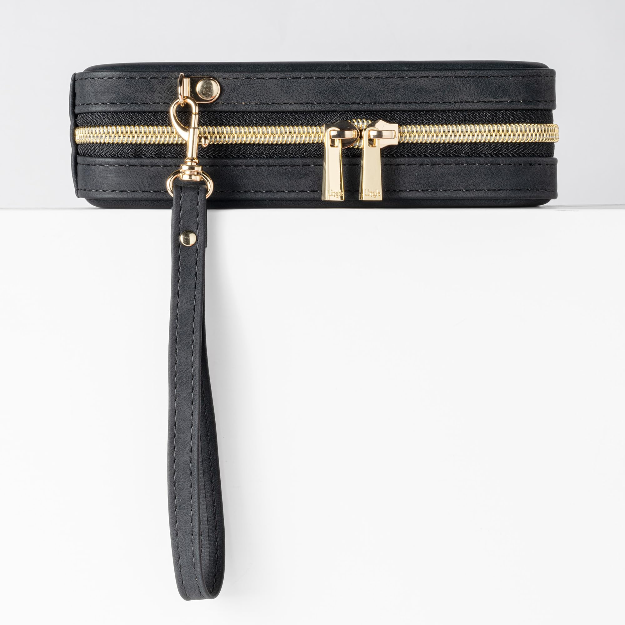 Set di backgammon per adulti e bambini, classica tavola da backgammon con dadi a dama, custodia pieghevole in finta pelle, set da gioco portatile da viaggio (nero)