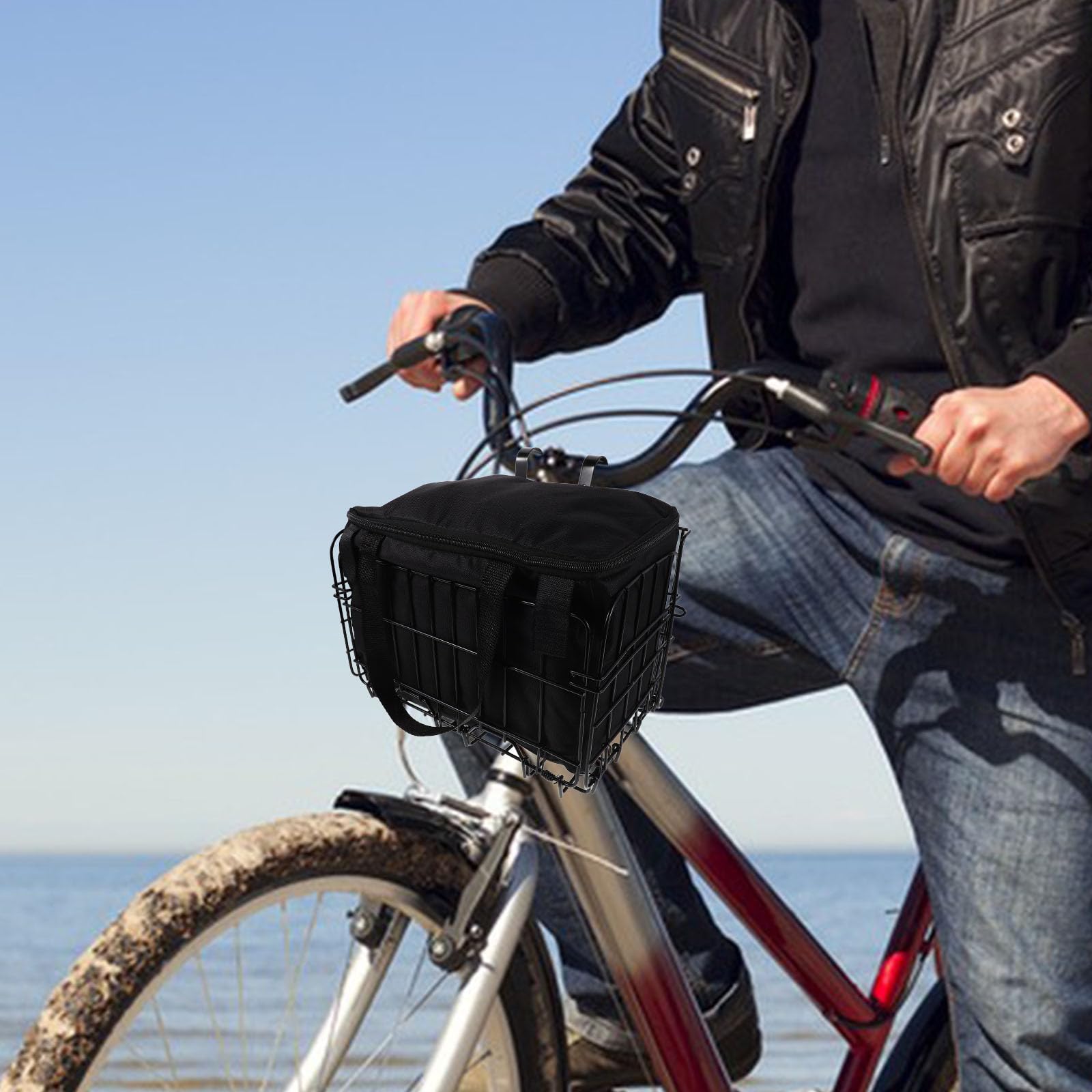 Ciieeo Cesta Negro Plegable para Metal Gran Capacidad Bicicleta